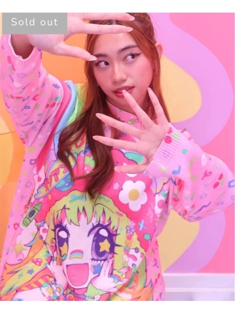 OCEAN IN SPACE Cotton Party Pink Dress Sweater Size L Manga Kawaii RARE
